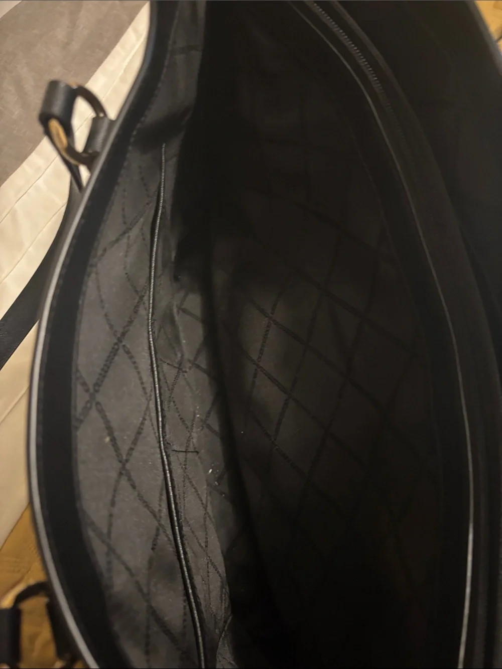 Michael Kors Black Saffiano Leather Tote with Gold MK Emblem